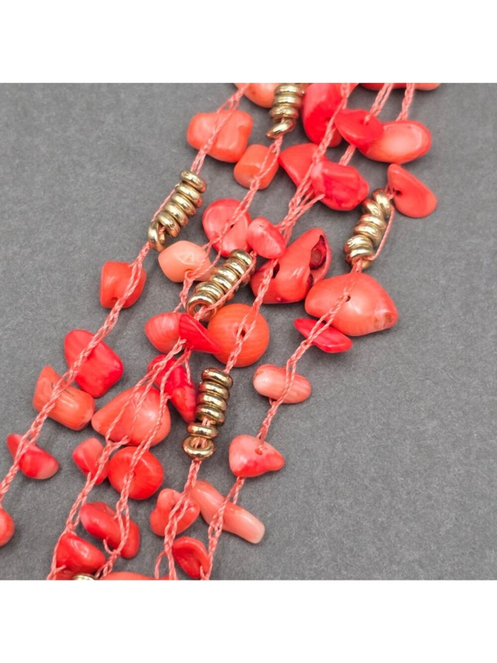 Kenneth Cole Coral Chip Necklace 28" Multi Strand Statement - Picture 7 of 10